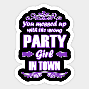 Party booze gift, girl, celebration evening. Sticker